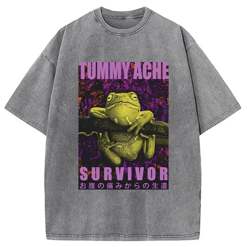 Modecanvas A Frog With Stomachache Washed T-Shirt
