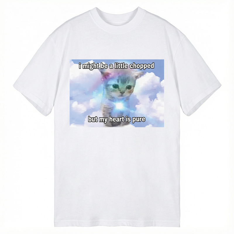 Modecanvas Pure Heart Cat Meme DTG Printing Classic T-Shirt-modecanvas