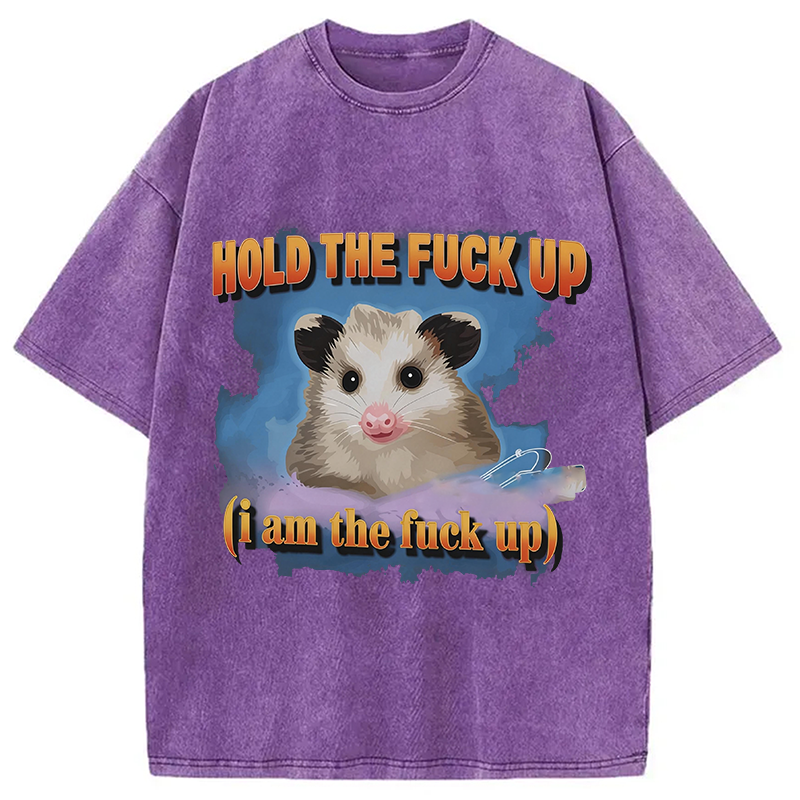 Modecanvas Hold The Possum Up DTG Printing Washed T-Shirt
