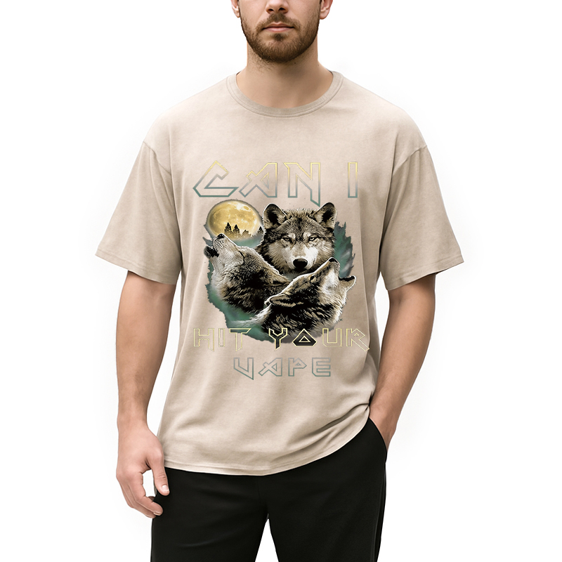 Modecanvas Can I Hit Your Vape Meme DTG Printing Washed T-Shirt