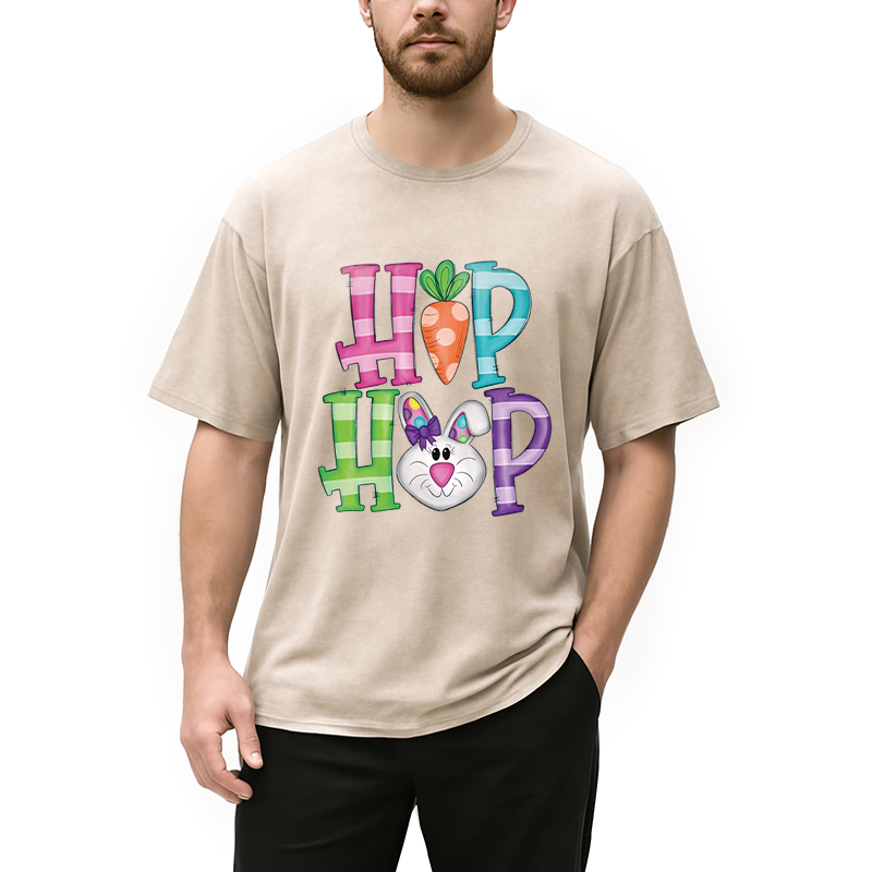 Modecanvas Hip Hop Easter Bunny DTG Printing Washed T-Shirt