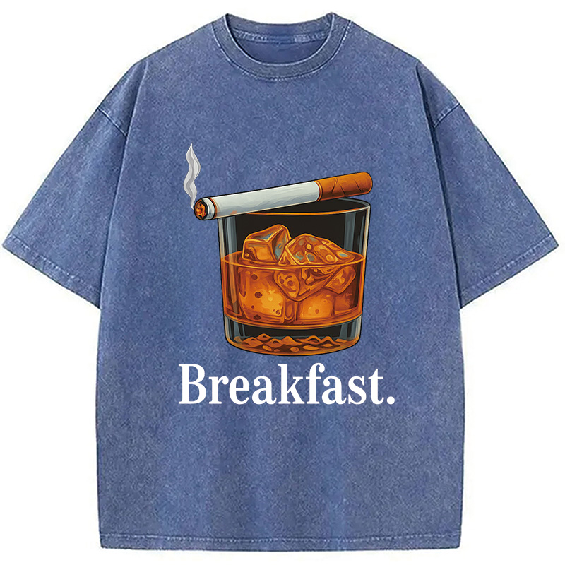 Modecanvas Breakfast Funny Meme Washed T-Shirt