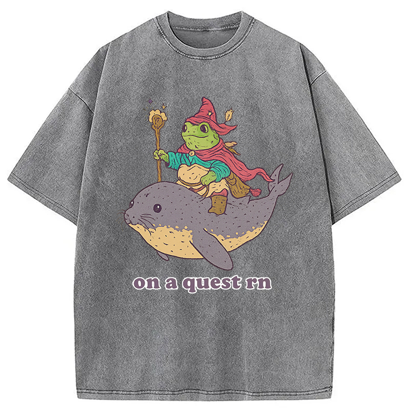 Modecanvas On a Quest Right Now Washed T-Shirt