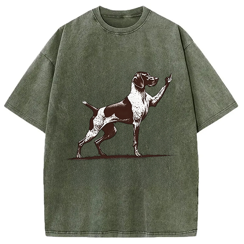 Modecanvas Rude Pointer Dog DTG Printing Washed T-Shirt