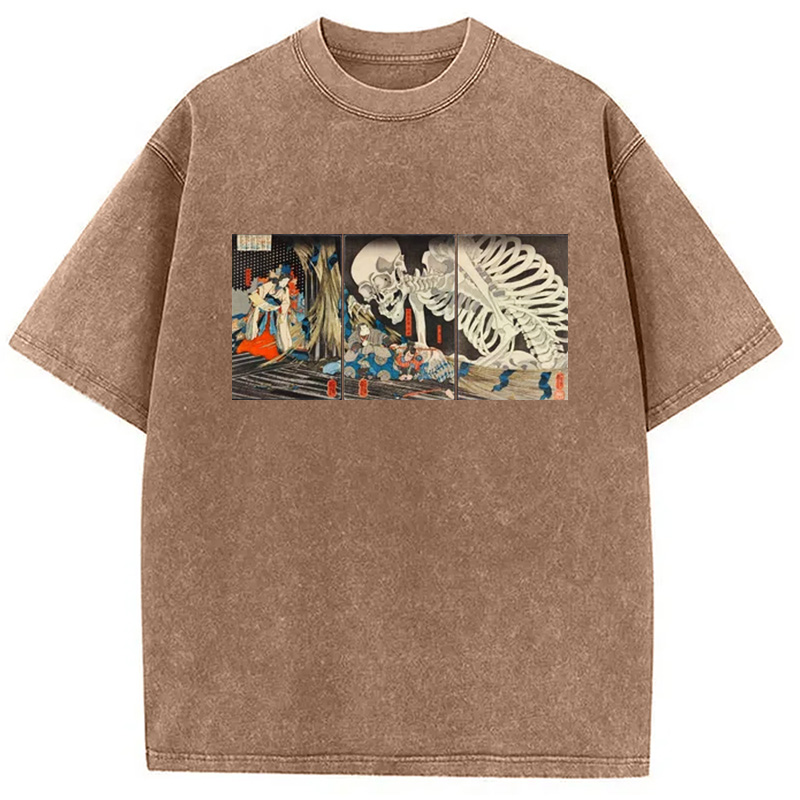 Modecanvas The Witch And The Skeleton Washed T-Shirt