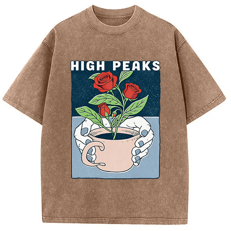 Modecanvas Planted Flower DTG Printing Washed T-Shirt
