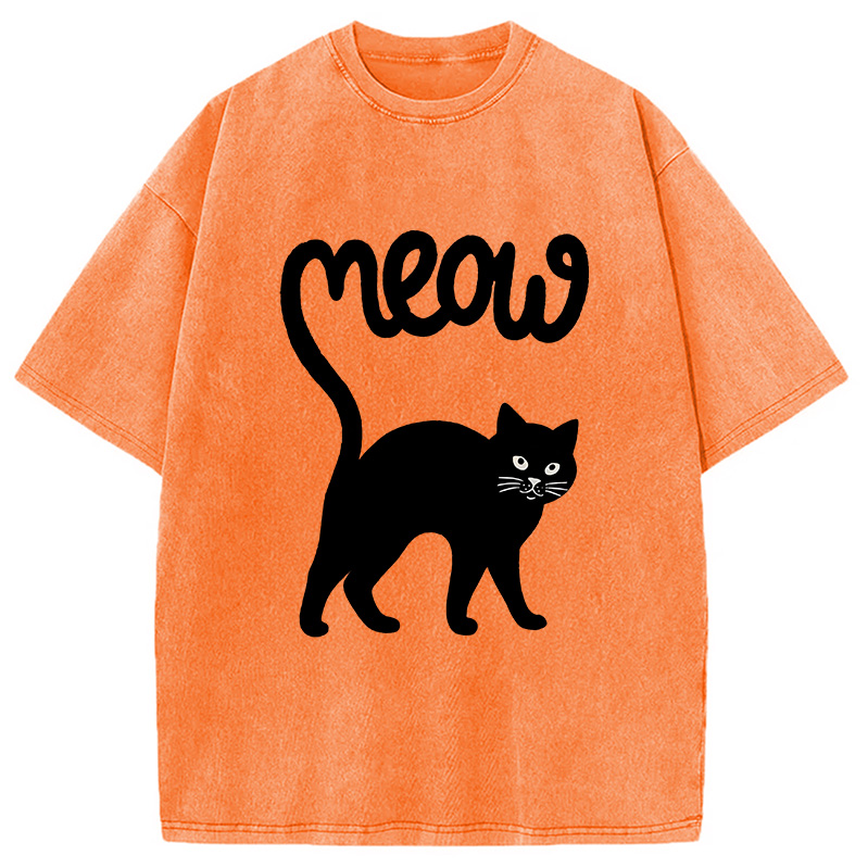Modecanvas Funny Cat Tail Washed T-Shirt