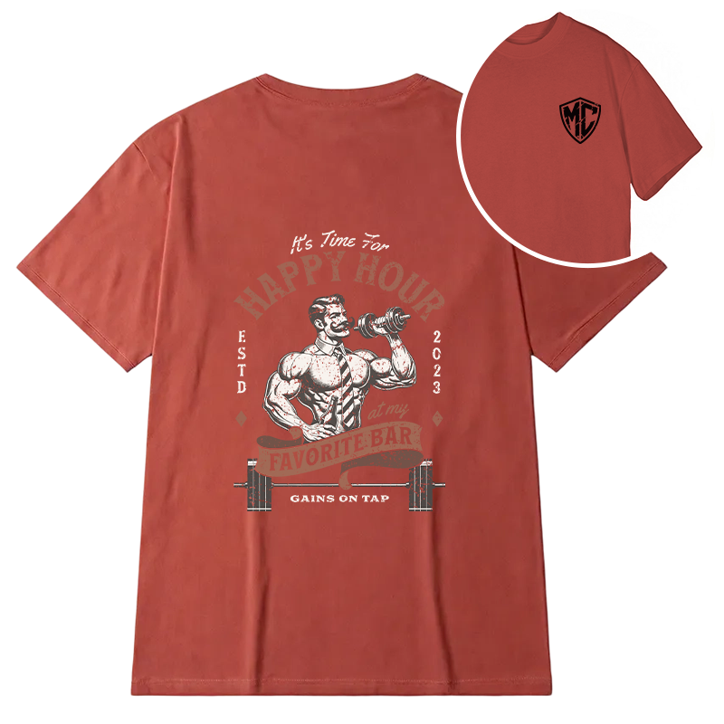 Modecanvas Happy Hour At The Gym Funny DTG Printing Back Classic T-Shirt