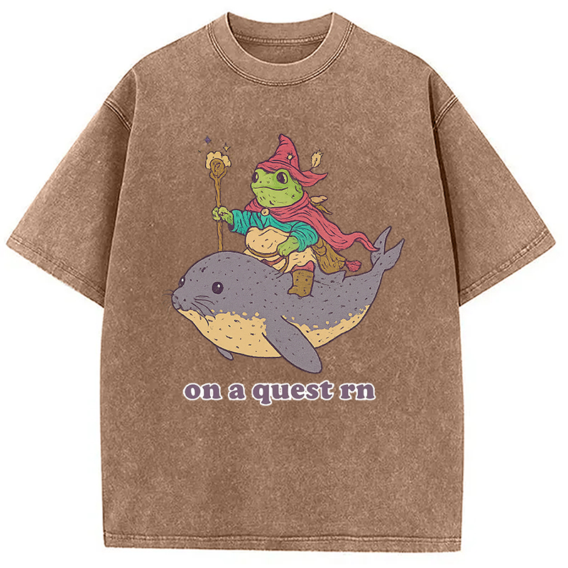 Modecanvas On a Quest Right Now Washed T-Shirt