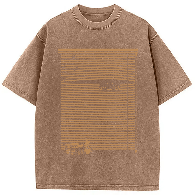 Modecanvas Spying Black Cat DTG Printing Washed T-Shirt