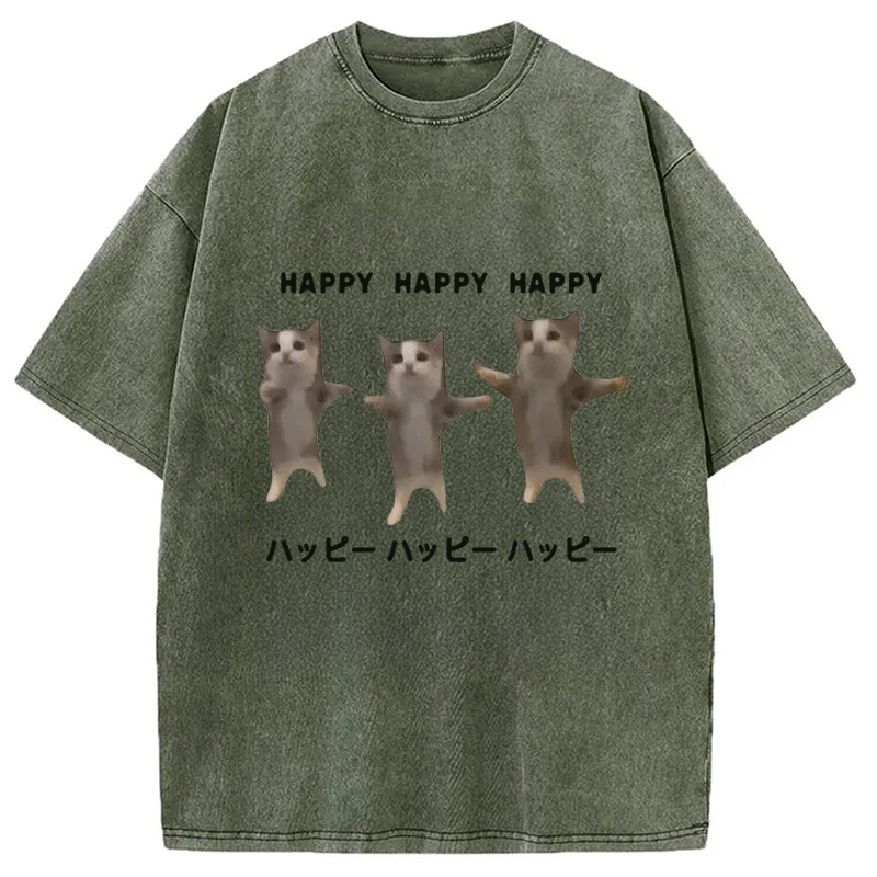 Modecanvas Dancing Cats Washed T-Shirt