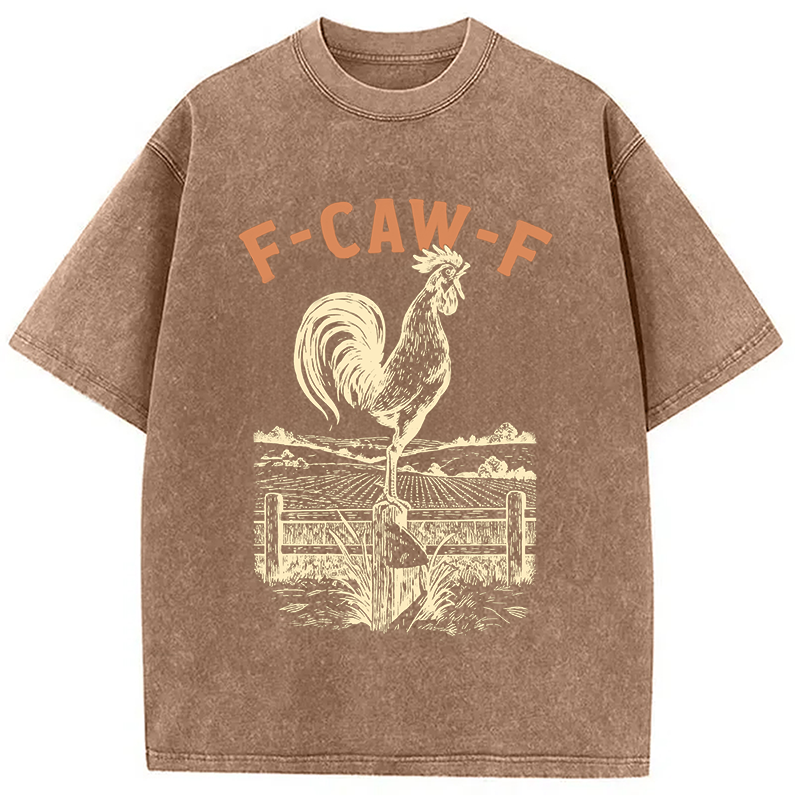 Modecanvas Funny Rooster Meme DTG Printing Washed T-Shirt