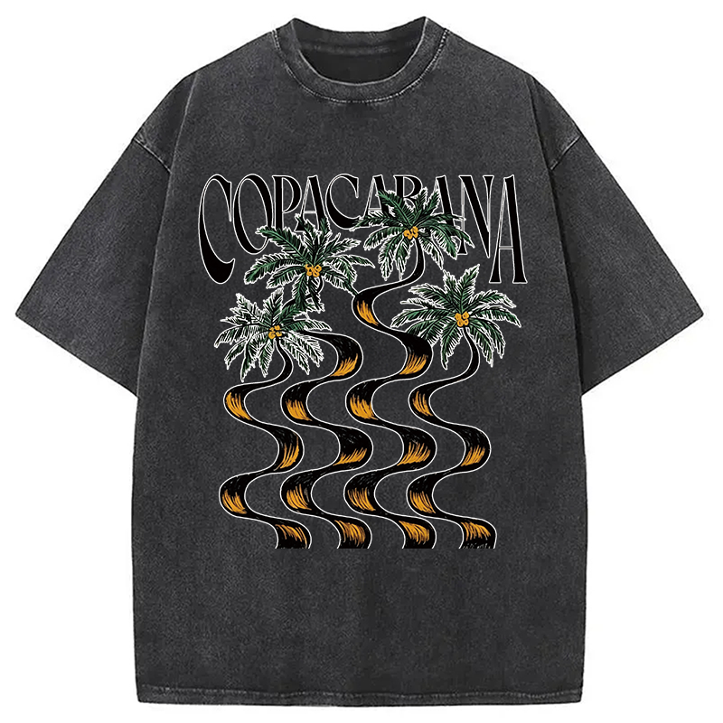 Modecanvas Copacabana Palm Tree DTG Printing Washed T-Shirt