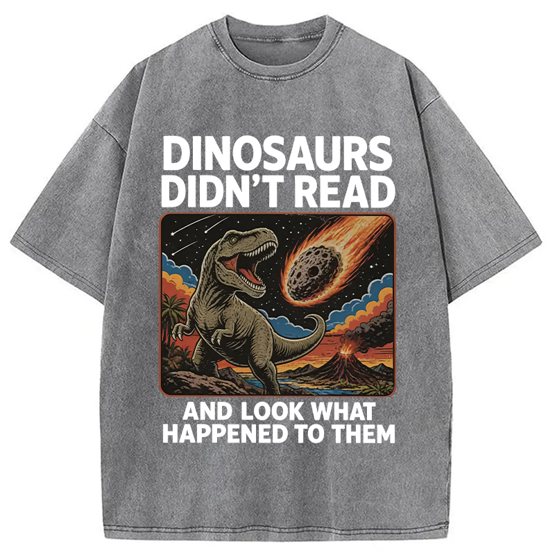 Modecanvas Dinosaurs Didn't Read DTG Printing Washed T-Shirt