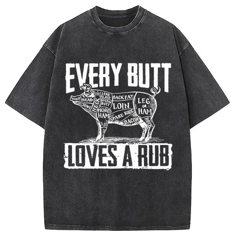Modecanvas BBQ Pork Butt Rub Funny DTG Printing Washed T-Shirt
