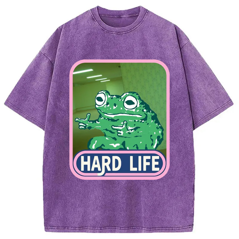Modecanvas The Backrooms Hard Life Frog Washed T-Shirt