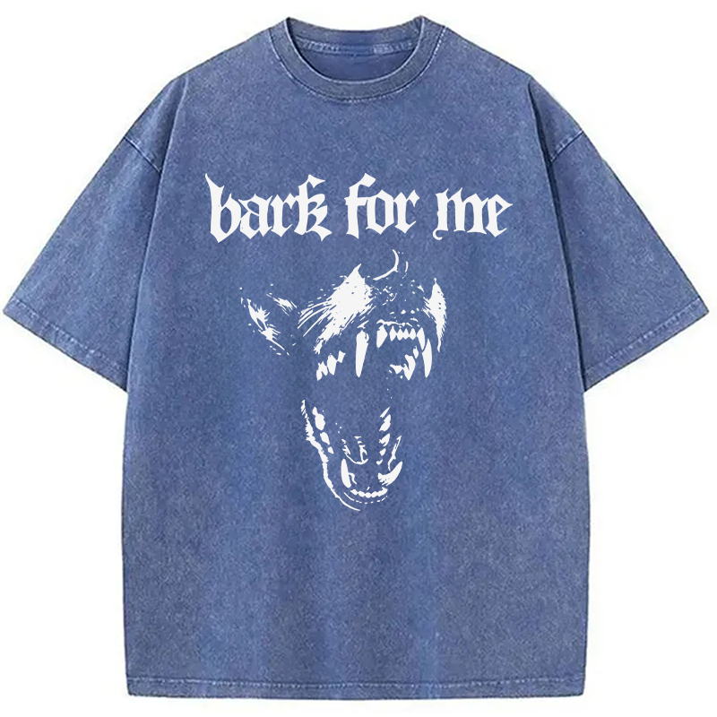 Modecanvas Wolf Back For Me DTG Printing Washed T-Shirt-modecanvas