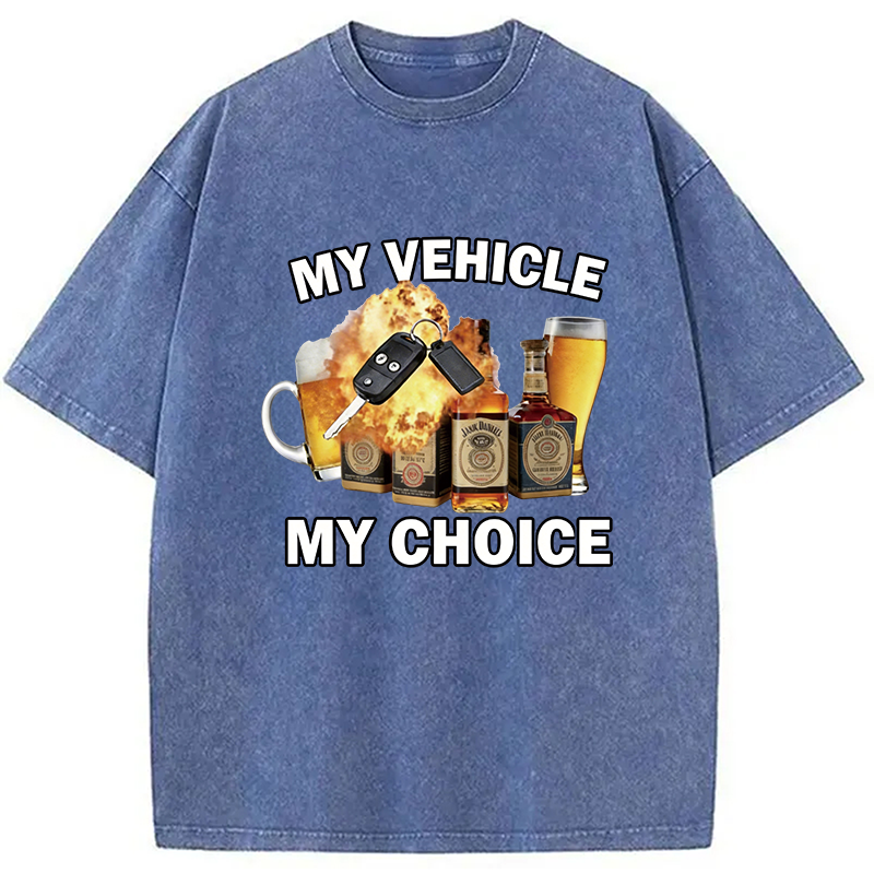 Modecanvas My Vehicle My Choice Beer DTG Printing Washed T-Shirt