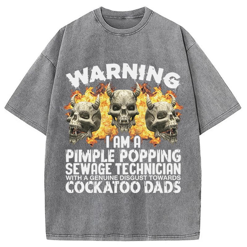 Modecanvas Pimple Popping Sewage Technician DTG Printing Washed T-Shirt