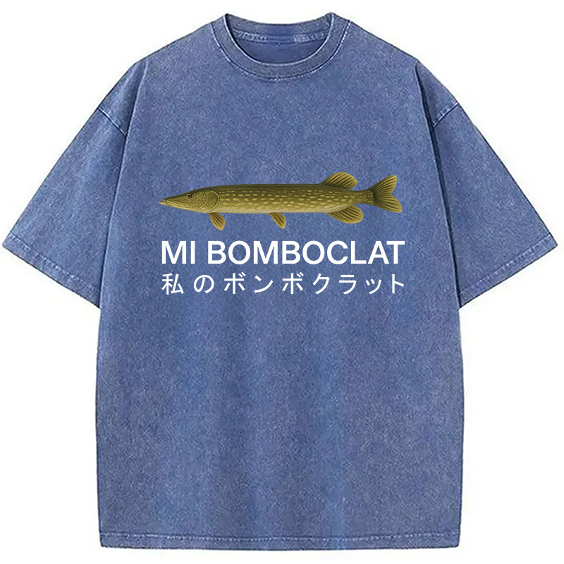 Modecanvas Mi Bomboclat Fish Meme Washed T-Shirt-modecanvas