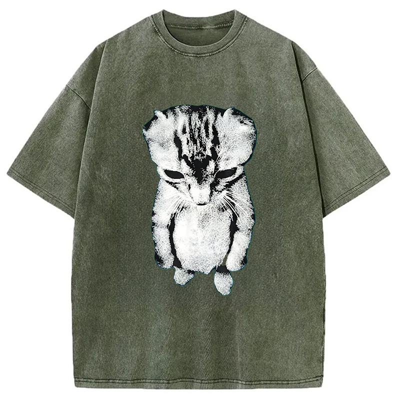 Modecanvas El Gato Munchkin Kitten DTG Printing Washed T-Shirt