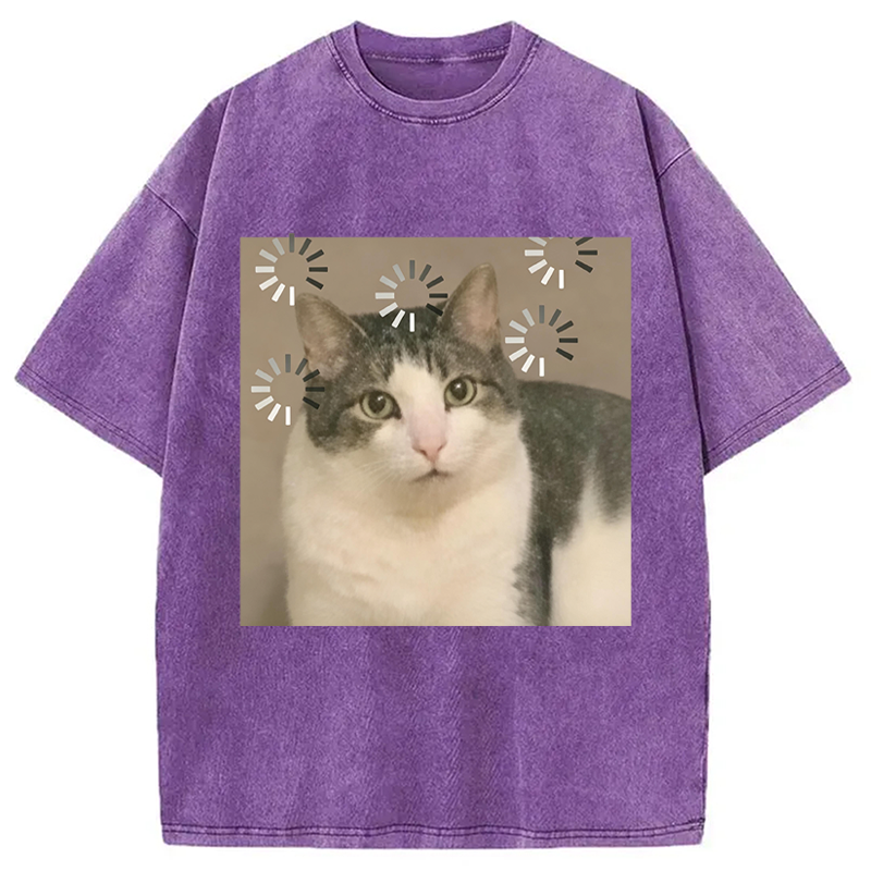 Modecanvas Cat Reload The Brain DTG Printing Washed T-Shirt