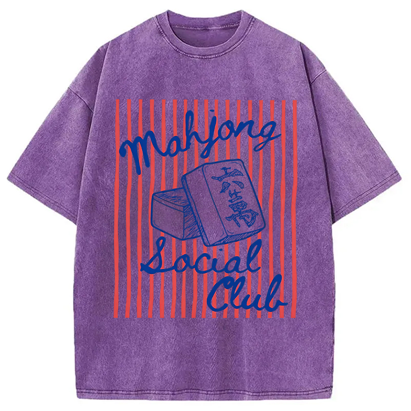 Modecanvas Mahjong Social Club DTG Printing Washed T-Shirt