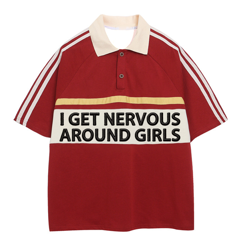 Modecanvas I Get Nnerves Polo Embroidered T-Shirt