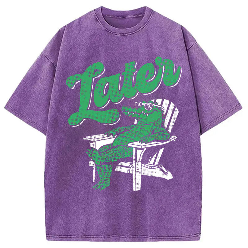 Modecanvas Funny Later Gator DTG Printing Washed T-Shirt