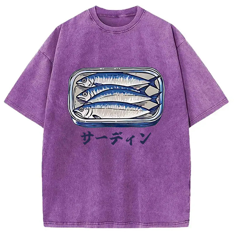 Modecanvas Sardines Can Vintage Washed T-Shirt