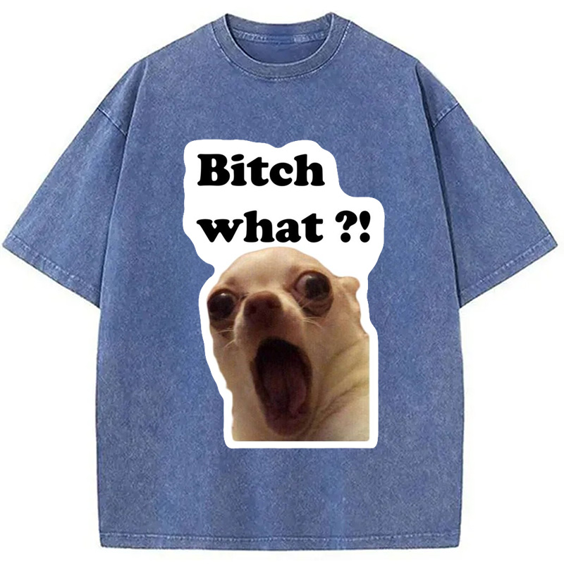 Modecanvas Funny Dog Face Meme Washed T-Shirt
