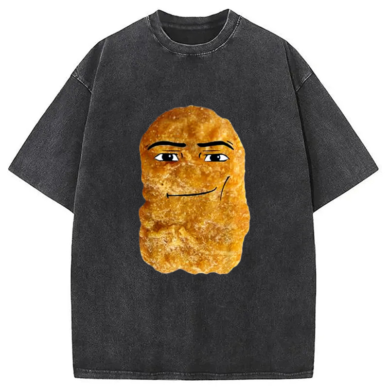 Modecanvas Chicken Nugget Meme Washed T-Shirt