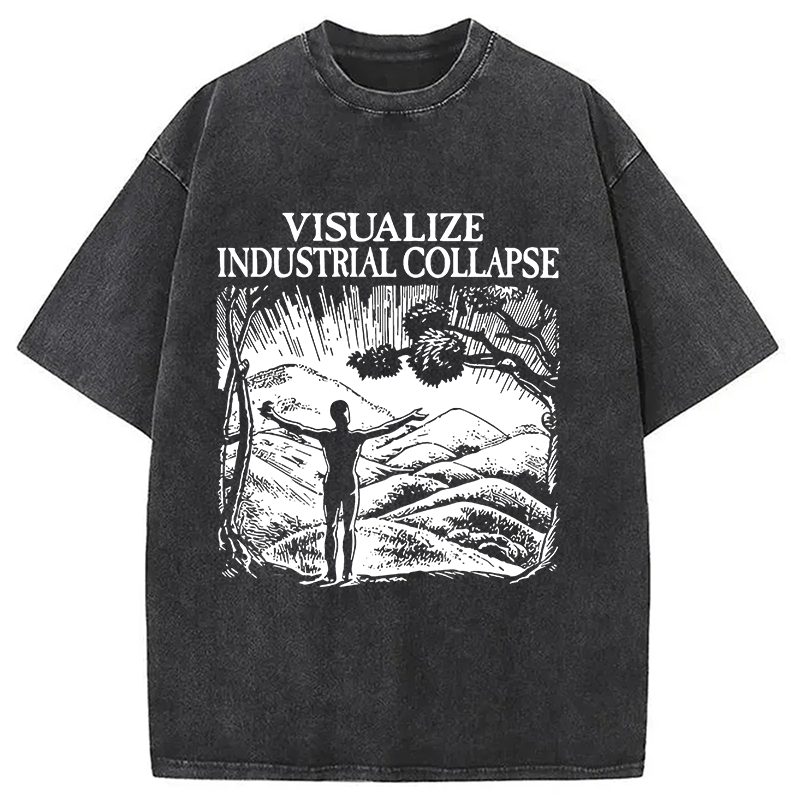 Modecanvas Industrial Collapse DTG Printing Washed T-Shirt-modecanvas