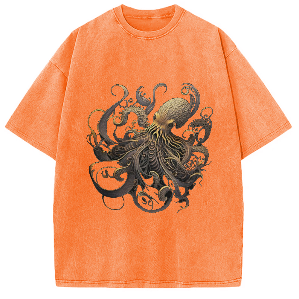 Modecanvas Golden Octopus Vintage Japanese Washed T-Shirt