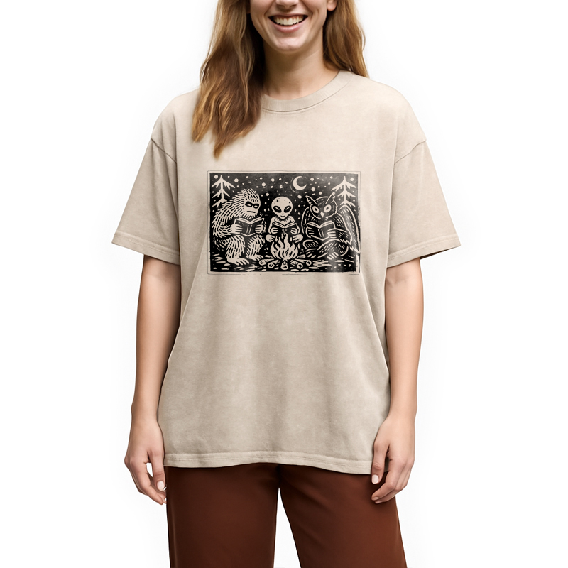 Modecanvas Cryptid Book Club DTG Printing Washed T-Shirt