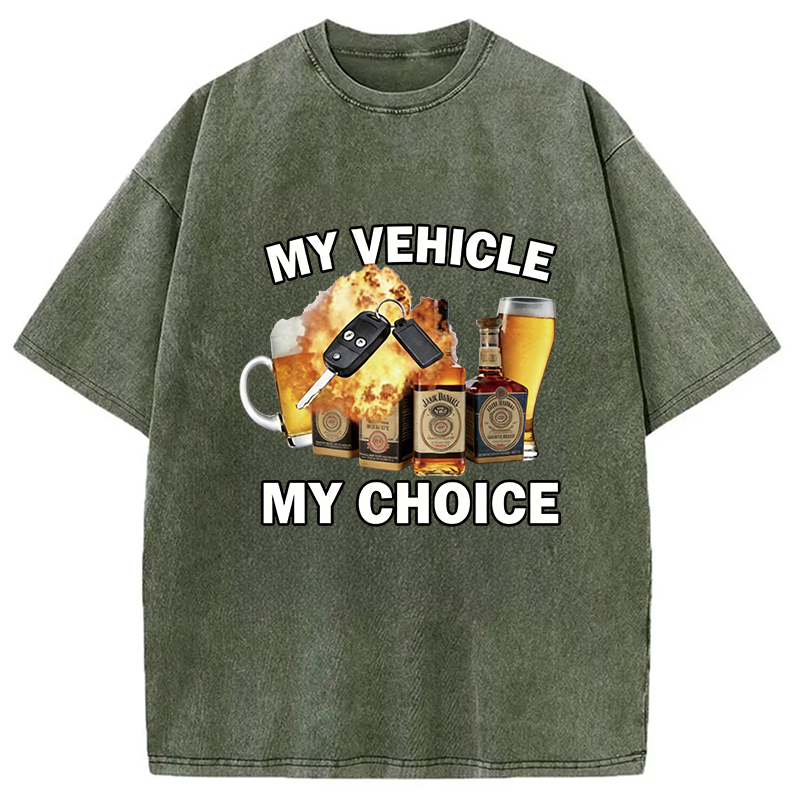 Modecanvas My Vehicle My Choice Beer DTG Printing Washed T-Shirt