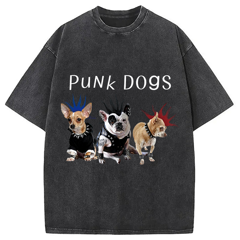 Modecanvas Punk Dogs DTG Printing Washed T-Shirt
