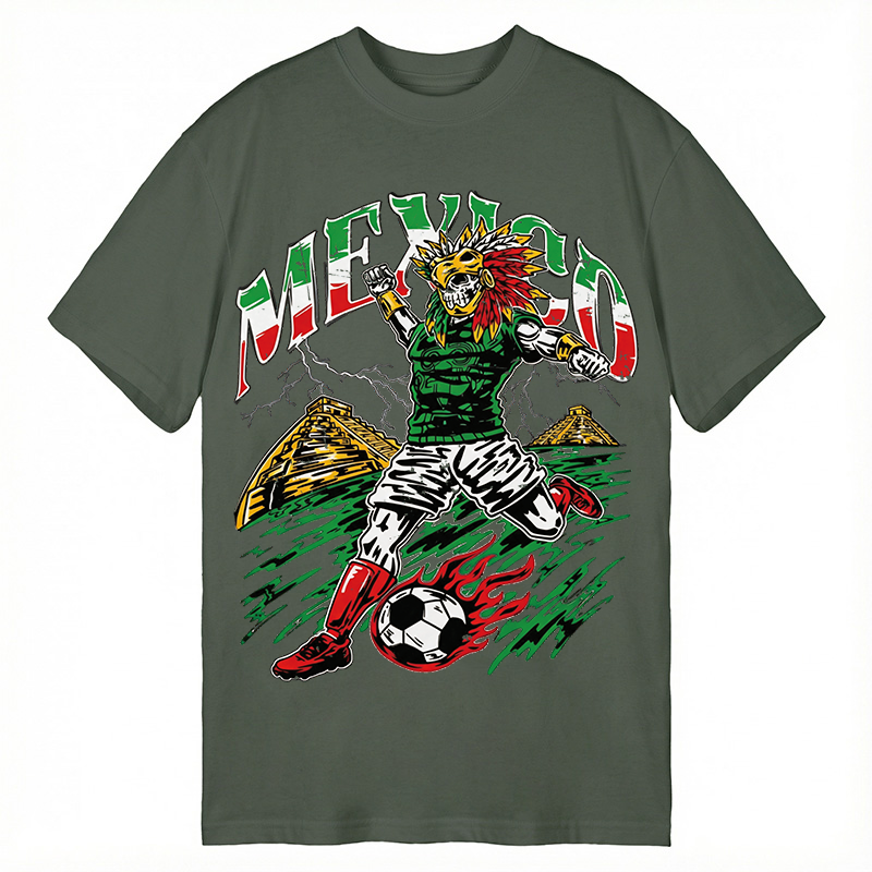 Modecanvas Mexico Soccer Skull DTG Printing Classic T-Shirt-modecanvas