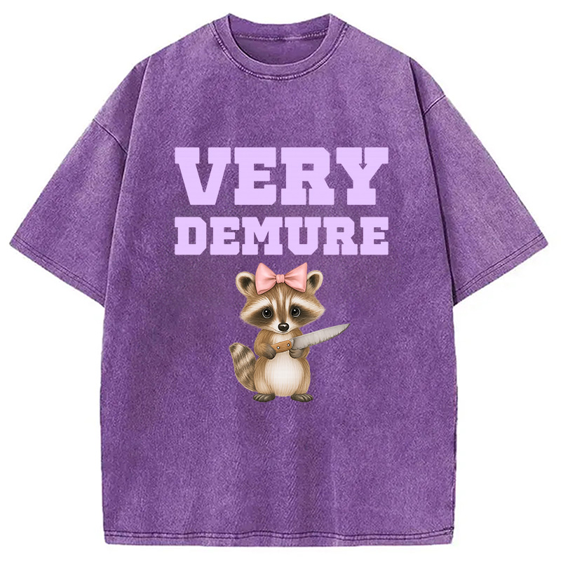 Modecanvas Very Demure Raccoon Washed T-Shirt
