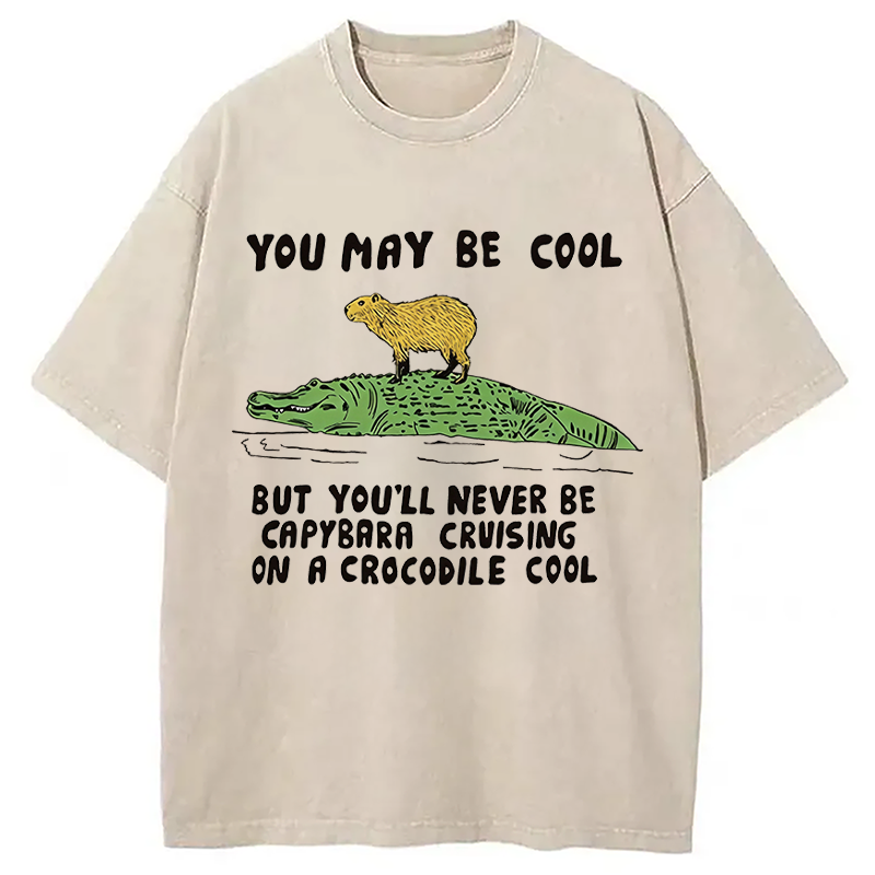 Modecanvas Cool Capybara Funny DTG Printing Washed T-Shirt