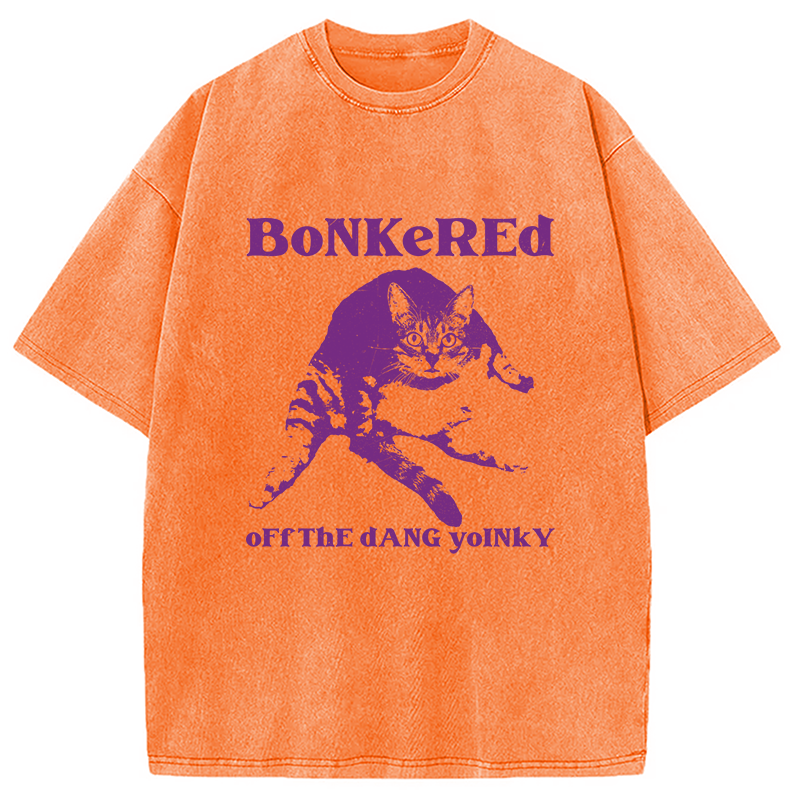 Modecanvas Bonkered Off The Dang Yoinky Cat Meme Washed T-Shirt