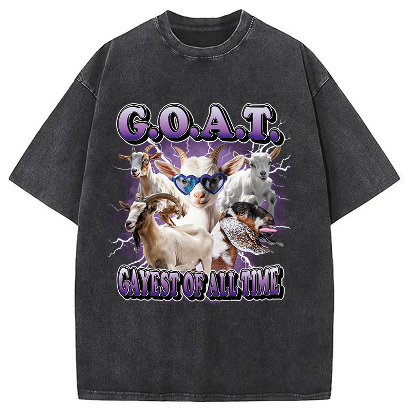 Modecanvas GOAT Gayest Of All Time DTG Printing Washed T-Shirt