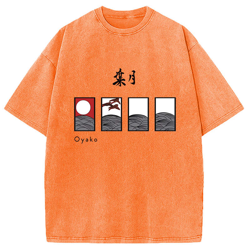 Modecanvas Hanafuda August Suite Japanese Washed T-Shirt