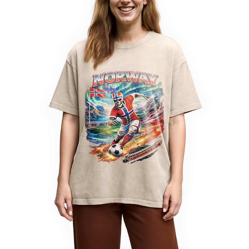 Modecanvas Northern Lights Football DTG Printing Washed T-Shirt