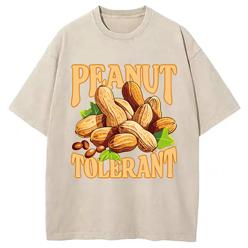 Modecanvas Peanut Tolerant Funny DTG Printing Washed T-Shirt