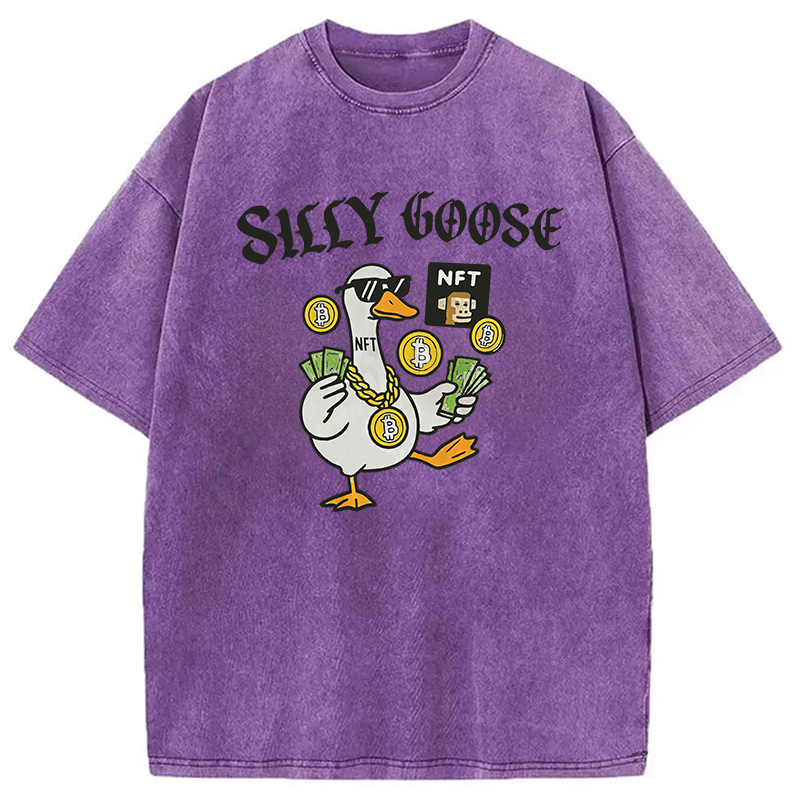 Modecanvas Silly Goose Crypto Bro NFT DTG Printing Washed T-Shirt