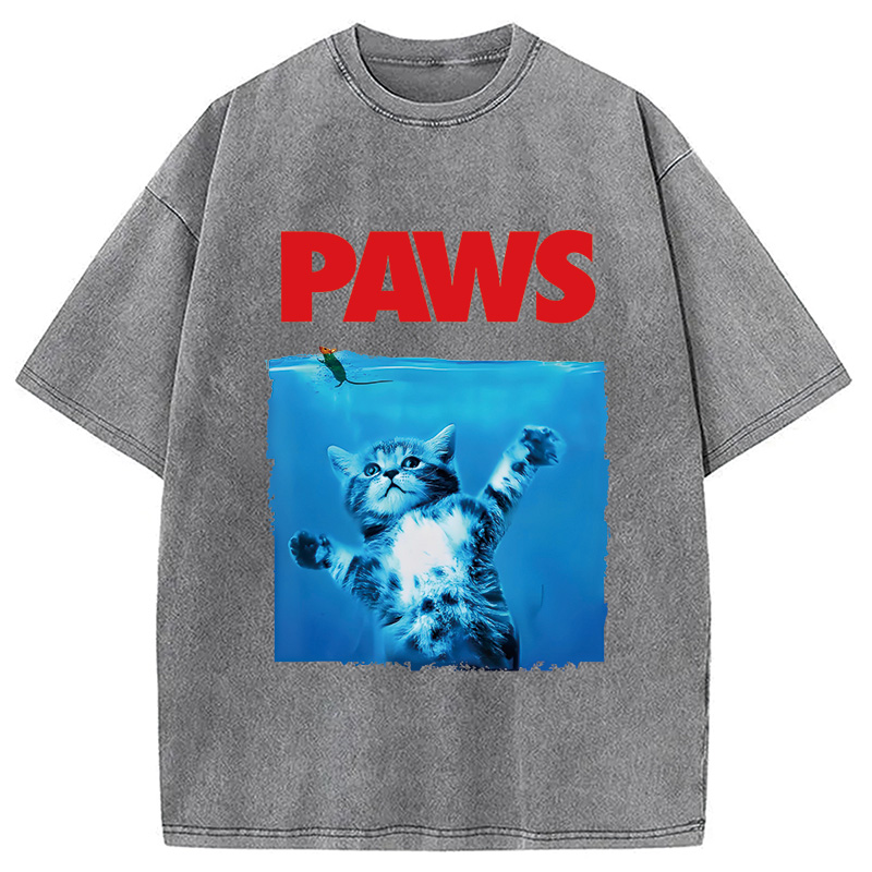 Modecanvas Paws Cat Meme Washed T-Shirt
