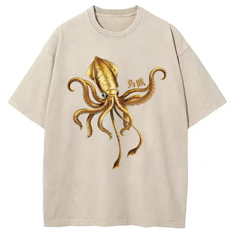 Modecanvas Squid Ink Painting DTG Printing Washed T-Shirt