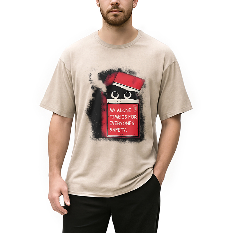 Modecanvas Funny Cat In A Cigarette Box Washed T-Shirt