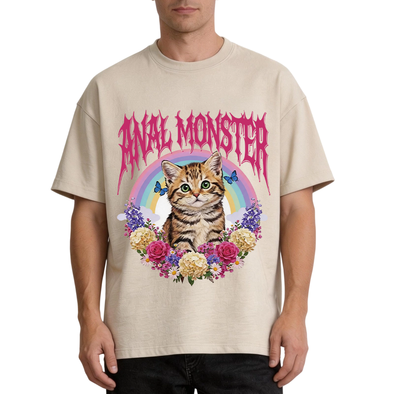 Modecanvas Anal Monster Cat DTG Printing Washed T-Shirt